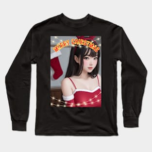 Merry Christmas Anime Girl Cosplay Xmas Cute Christmas Girl Long Sleeve T-Shirt